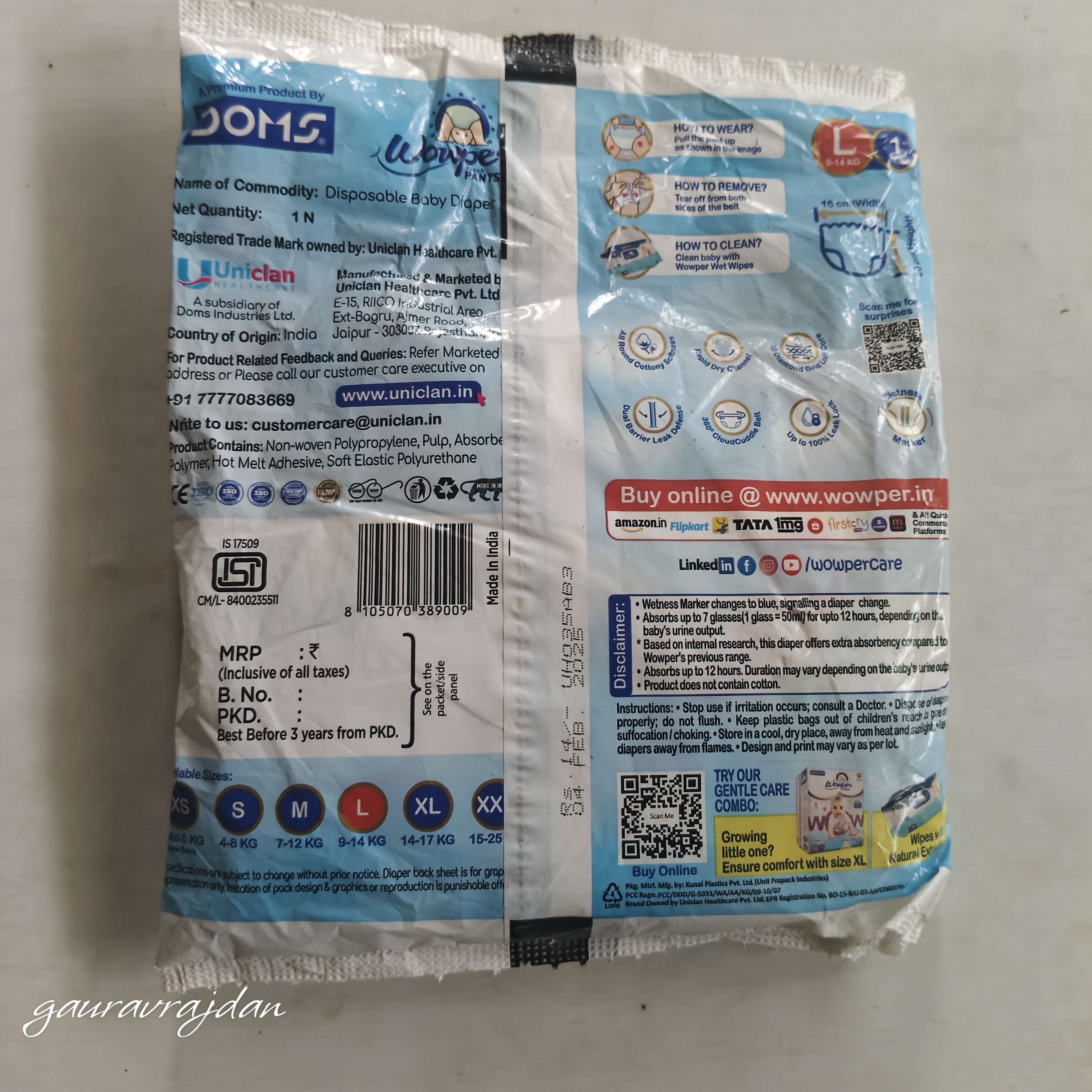 DOMS WOWPER DIAPER L1 PACK OF 50
