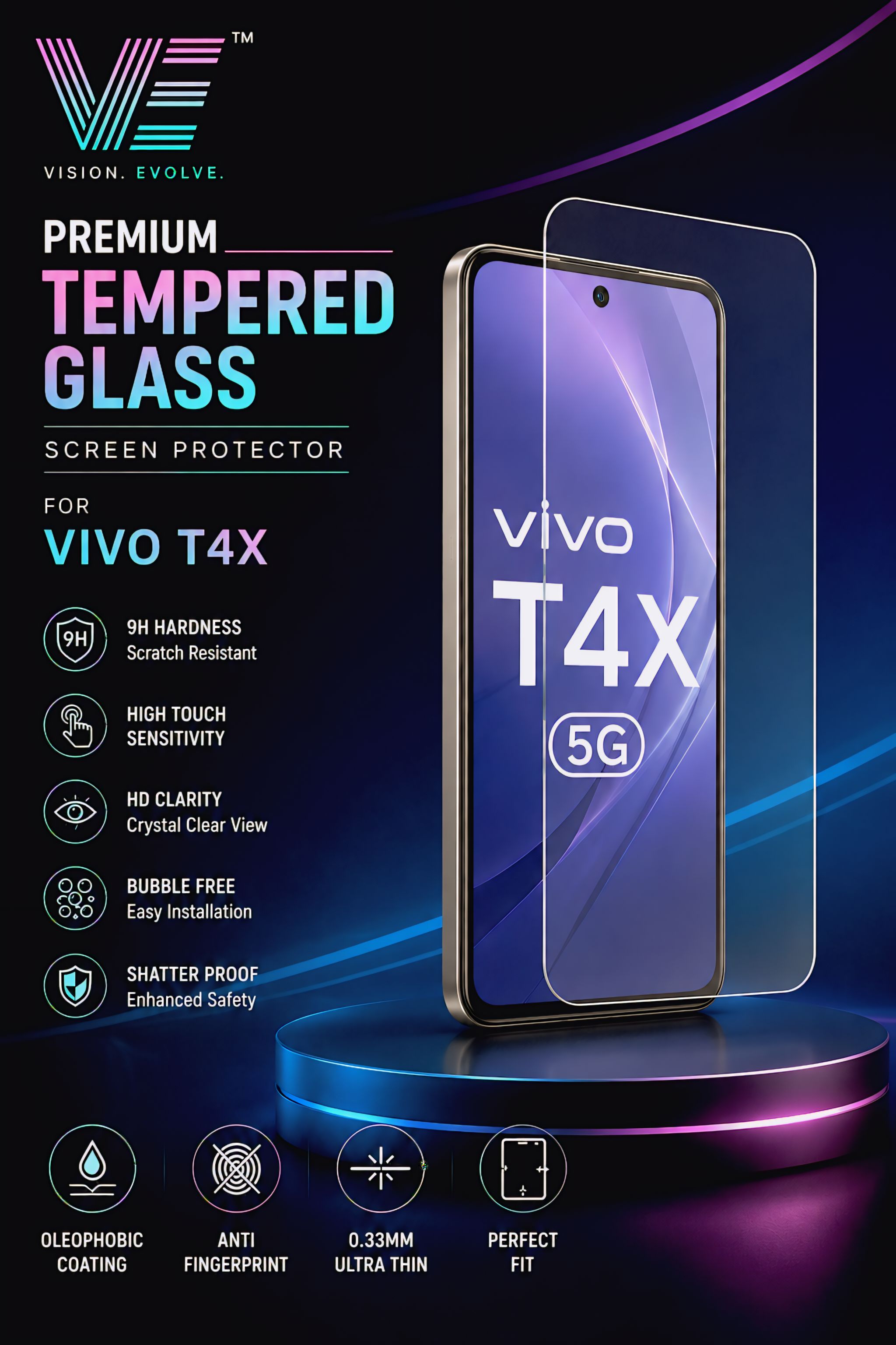 Vivo T4x 5g Tempered glass ( pack of 1 )